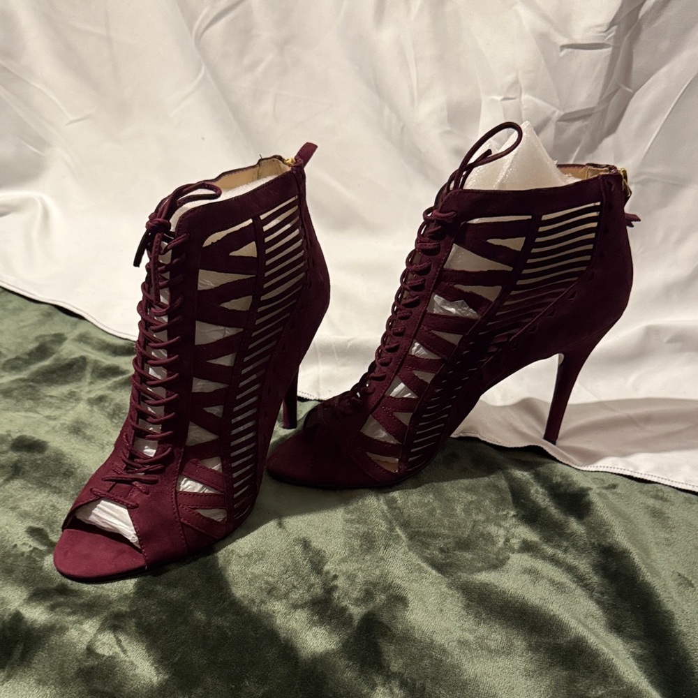 Nine West Burgundy Lace-Up Heels